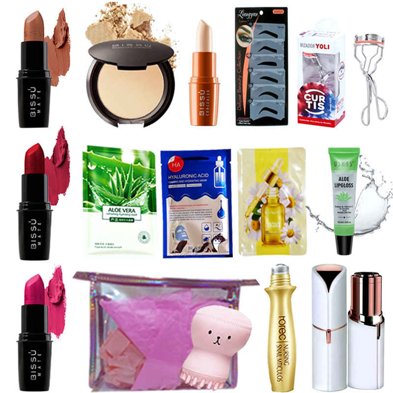 Colageno 24K + Maquillaje + Acido, caja de 15 piezas, kit de Belleza 