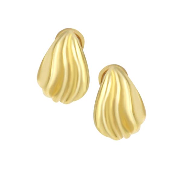 Aretes Diseño Concha con Broche de Raqueta en Oro Amarillo de 14 K + Obsequio