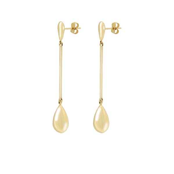 Aretes con Gotas Infladas en Oro Amarillo de 14 K + Obsequio