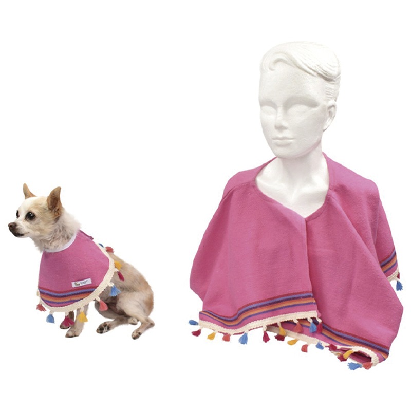 Kit Jorongo para Mascota + Chal de Mujer Unitalla Rosa marca El Rebozo de Dolce