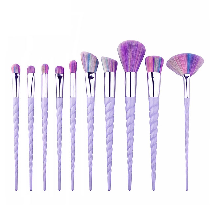 Set De 10 Brochas Unicornio Kabuki Maquillaje Profesional
