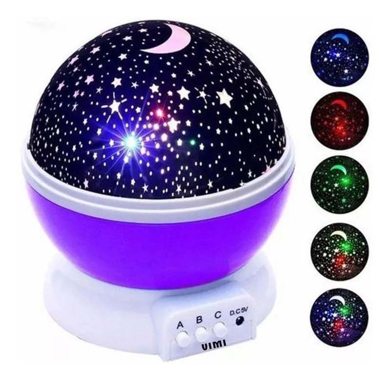 Proyector Lampara Lunas Y Estrellas Para Ninos,color morada