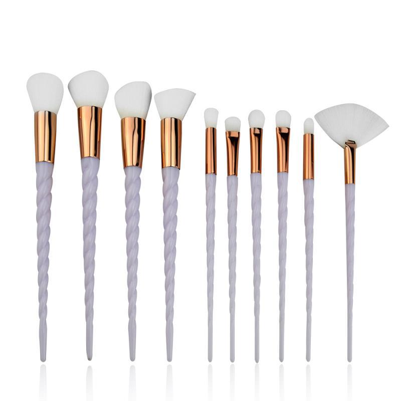 Set De 10 Brochas Unicornio Kabuki Maquillaje Profesional