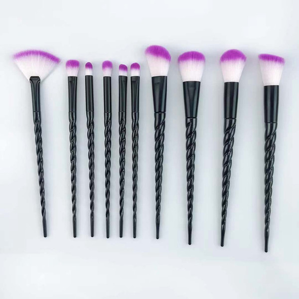 Set De 10 Brochas Unicornio Kabuki Maquillaje Profesional