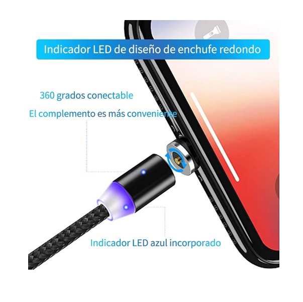 Cable Cargador Celular Magnético 3 En 1 Micro Usb Tipo C iPhone