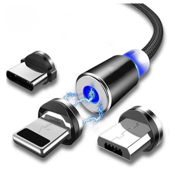 Cable Cargador Celular Magnético 3 En 1 Micro Usb Tipo C iPhone