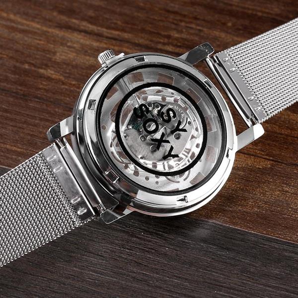 Reloj Esqueleto Elegante De Acero Pulsera Hombre