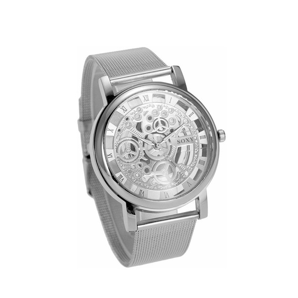 Reloj Esqueleto Elegante De Acero Pulsera Hombre