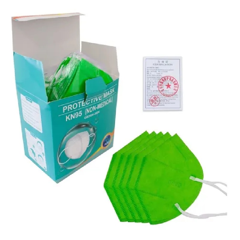 Cubrebocas Tapabocas 5 Capas Mascarilla Kn95 Pack 20 Piezas VERDE