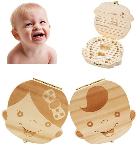 Caja de Dientes,Caja de Almacenamiento de Dientes de Leche,Caja de Madera para Guardar Dientes Pelo Fetal para Bebés (Niño)