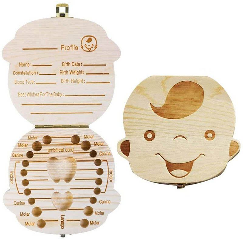 Caja de Dientes,Caja de Almacenamiento de Dientes de Leche,Caja de Madera para Guardar Dientes Pelo Fetal para Bebés (Niño)