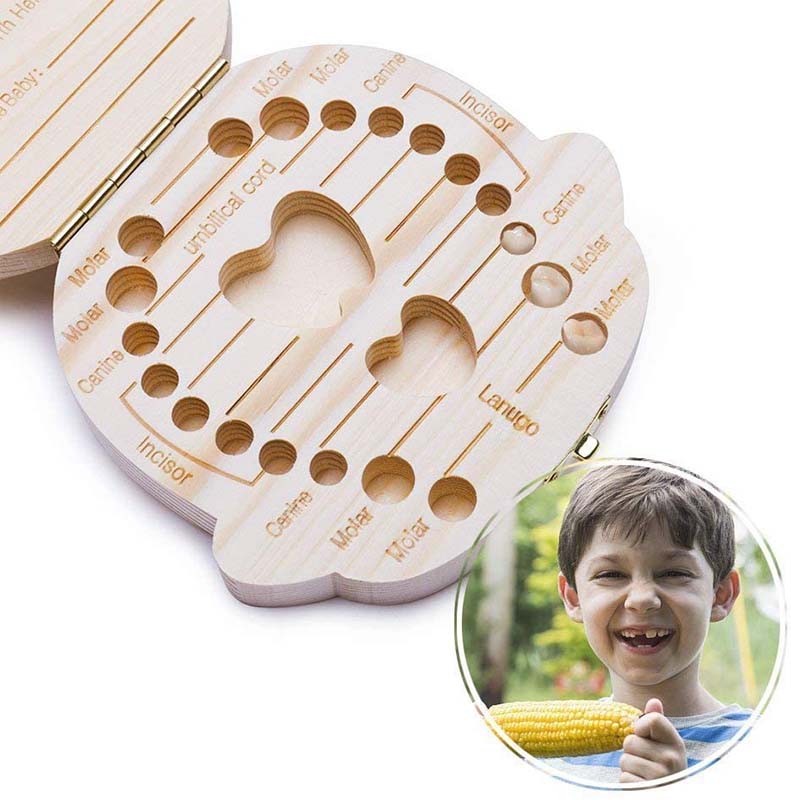 Caja de Dientes,Caja de Almacenamiento de Dientes de Leche,Caja de Madera para Guardar Dientes Pelo Fetal para Bebés (Niño)