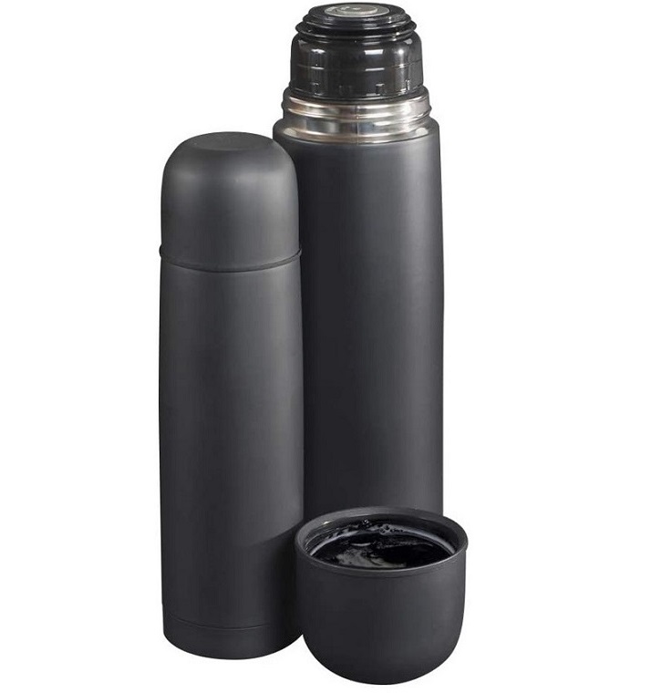Termo Negro Mate 1L Doble Pared Acero Inoxidable Térmico