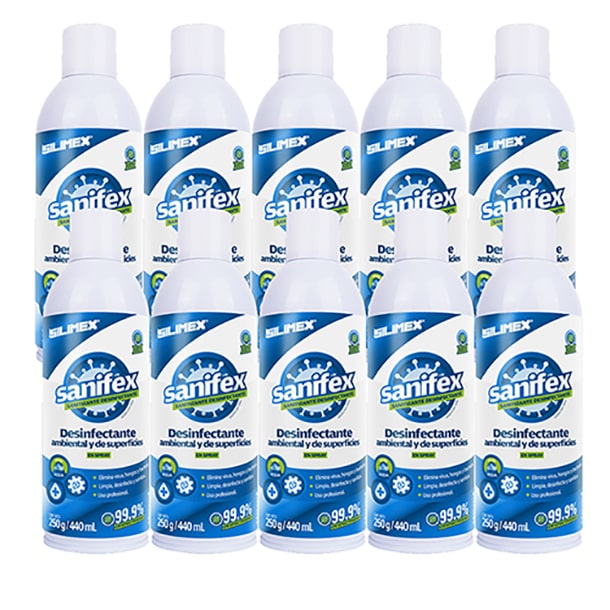 10 Spray elimina germenes 440ml. Sanitizante desinfectante silime