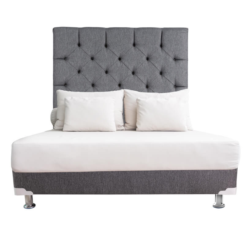 Cabecera Queen Size Gris Capri + Box Dicasa