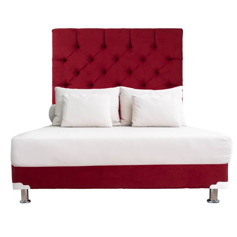 Cabecera King Size Roja Capri + Box Dicasa