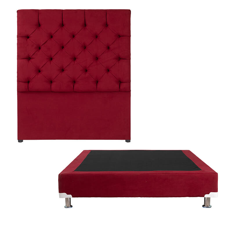 Cabecera King Size Roja Capri + Box Dicasa