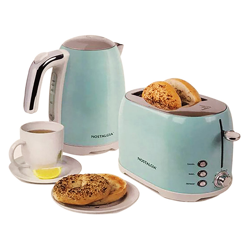 Combo Retro Nostalgia Tostador de Rebanadas Y Tetera, hervidora