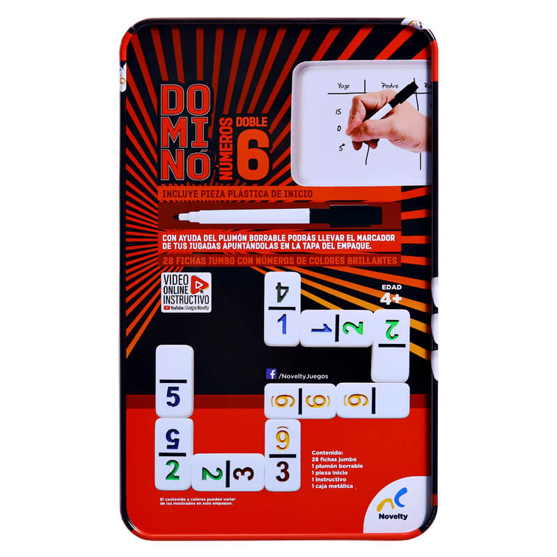 Dominó Doble 6 con números Tin