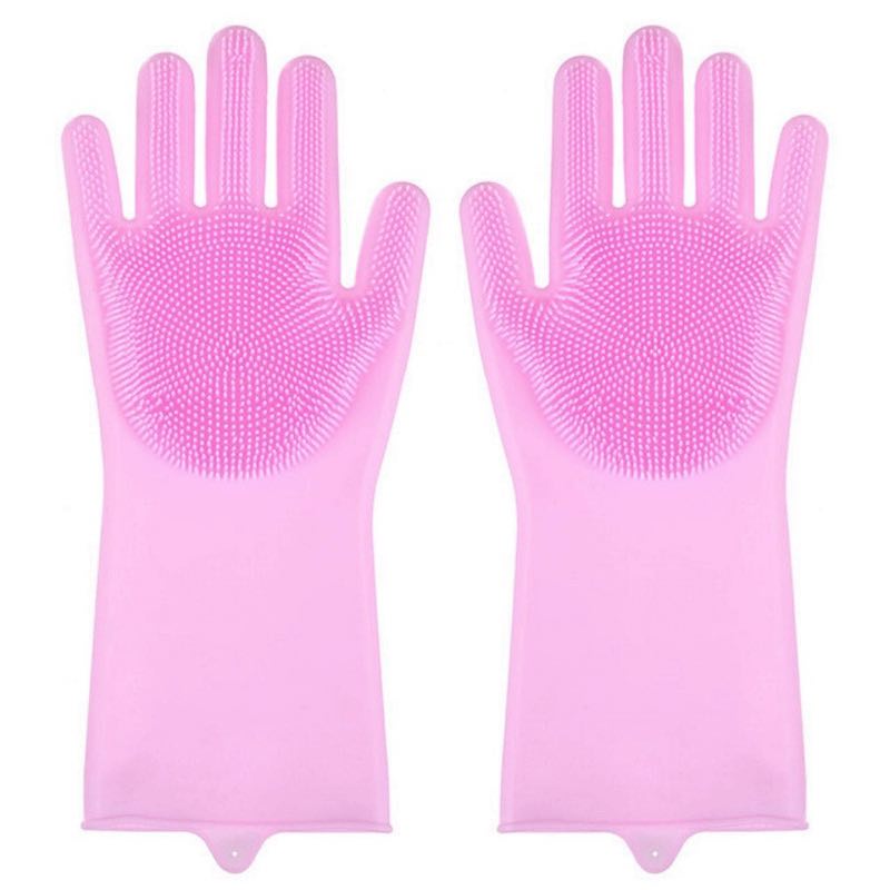 Guantes Para Lavar Trastes Cocina Con Cerdas Silicona 1 Par