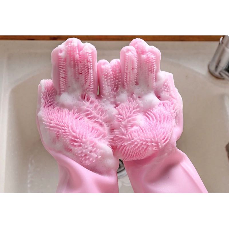Guantes Para Lavar Trastes Cocina Con Cerdas Silicona 1 Par