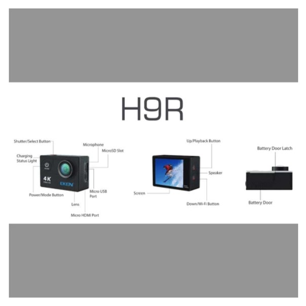 Camara Deportiva de Acción Eken H9R con 3 Baterías de Regalo