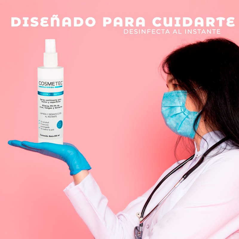 Cosmetec Spray Solución Desinfectante Sanitizante Para Manos y Superficies 3 piezas