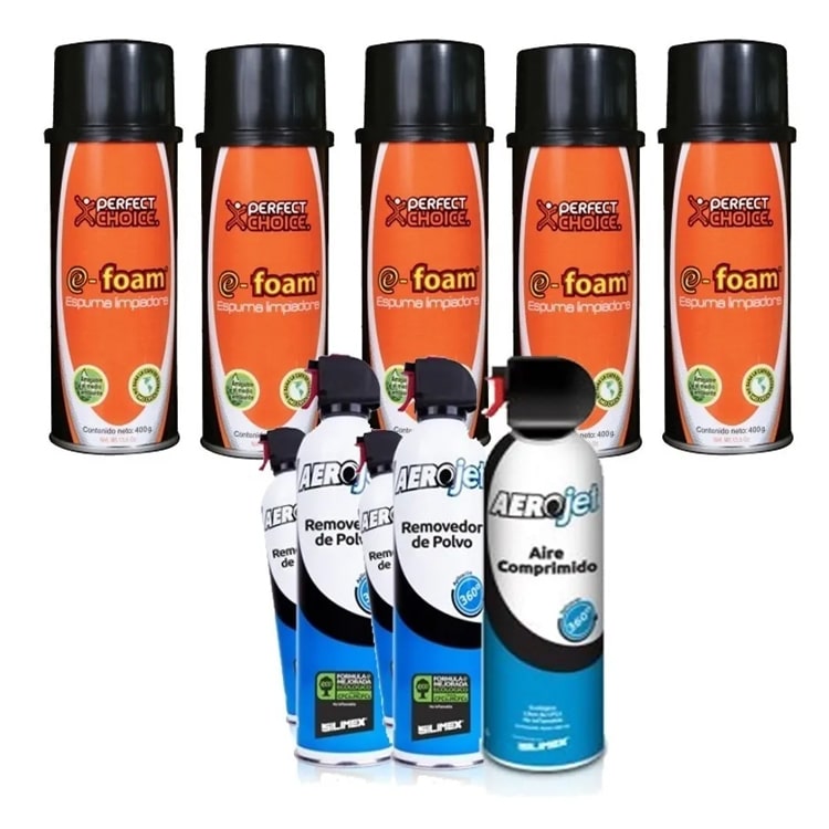 Kit Limpieza 5 Espumas Limpiadoras 5 Aire Comprimido Nuevo para computadora o laptops