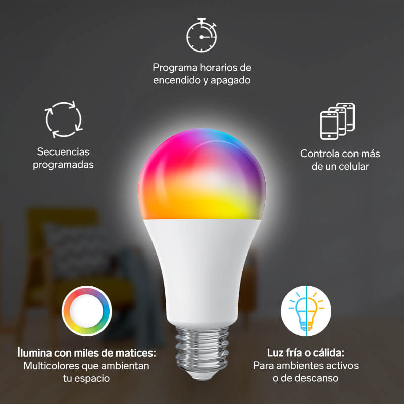 3 focos LED Wi-Fi RGB+W multicolor de 10 W Shome-120/3 