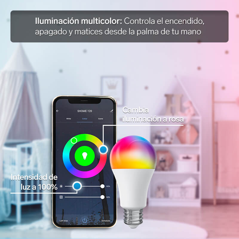 3 focos LED Wi-Fi RGB+W multicolor de 10 W Shome-120/3 