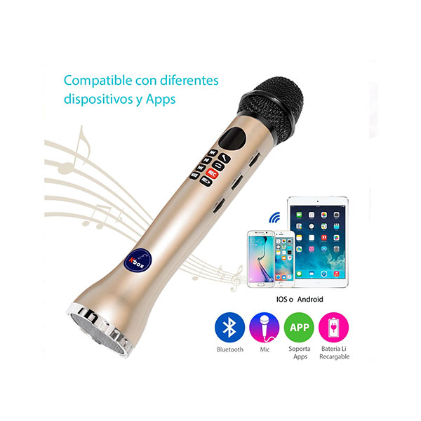 Micrófono Karaoke Inalámbrico Bocina Bluetooth y Grabadora K-box 4 en 1 