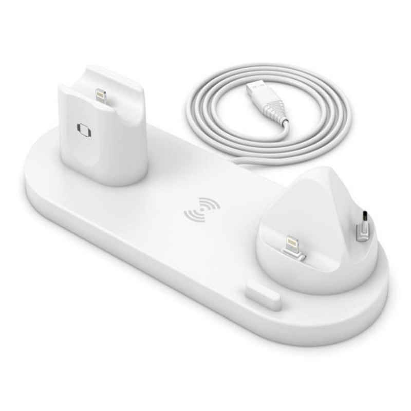 Cargador Estación Universal de Carga Rápida Inalámbrica 4 en 1 - Blanco