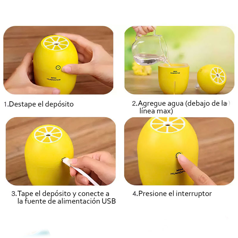 Humificador portátil para esencias difusor de aromas diseño limon 150 ml