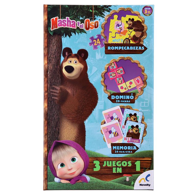 Set de Juegos 3 en 1 para Niños de Masha y el Oso Novelty