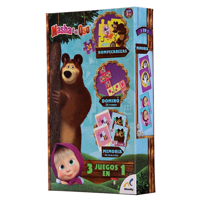 Set de Juegos 3 en 1 para Niños de Masha y el Oso Novelty