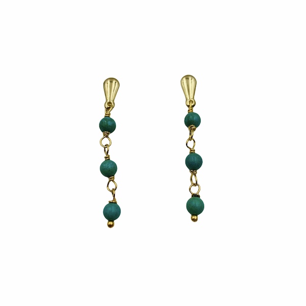 Aretes Piedritas Verdes- Baño de Oro 18K