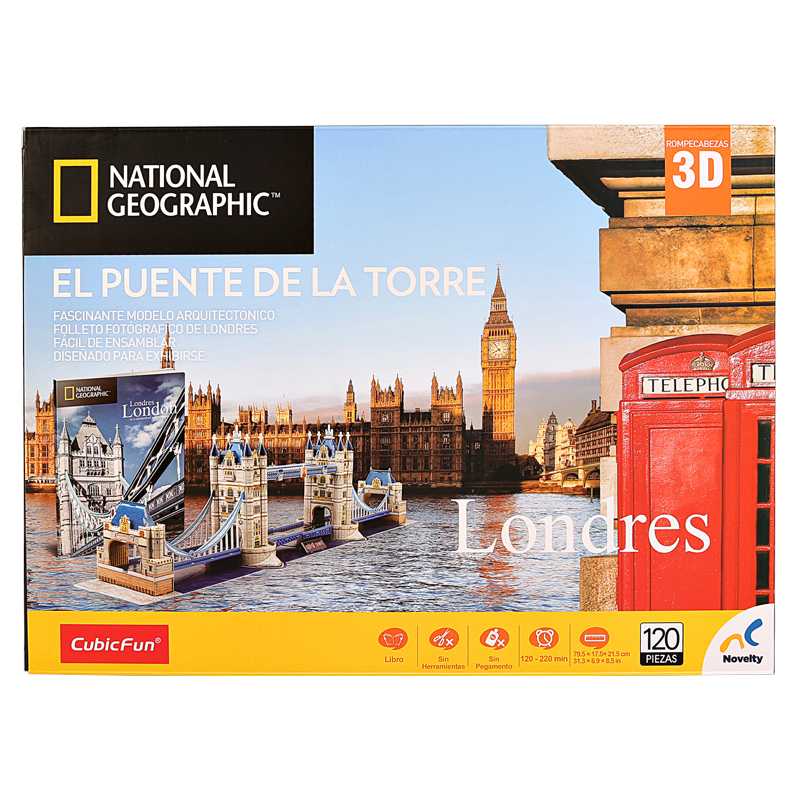 Rompecabezas 3D National Geographic City Travel Londres - Tower Bridge con 120 piezas