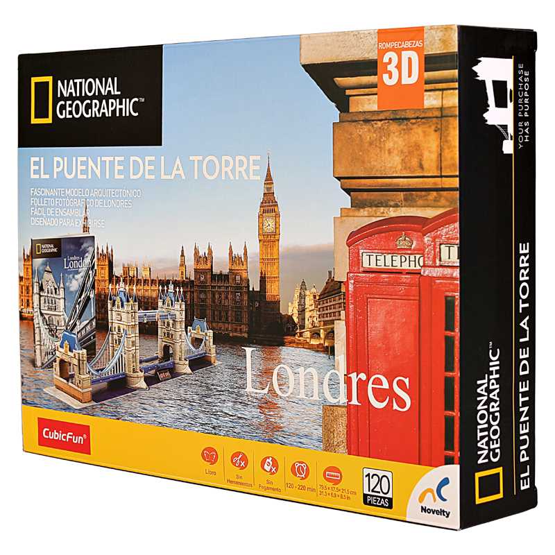 Rompecabezas 3D National Geographic City Travel Londres - Tower Bridge con 120 piezas