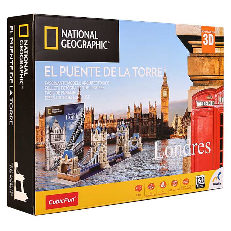 Rompecabezas 3D National Geographic City Travel Londres - Tower Bridge con 120 piezas