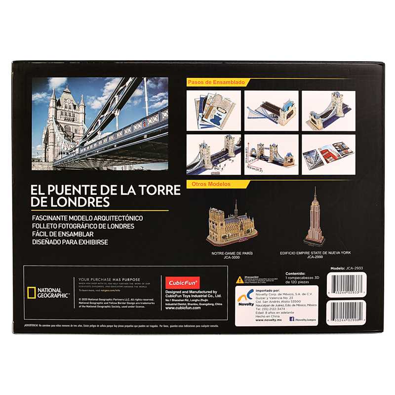 Rompecabezas 3D National Geographic City Travel Londres - Tower Bridge con 120 piezas