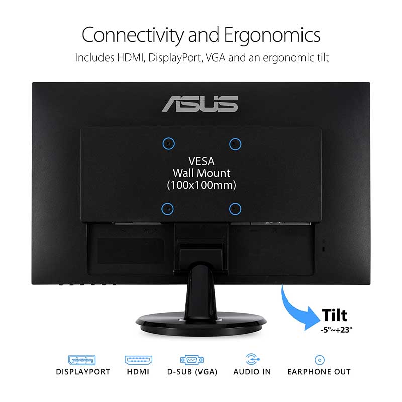 MONITOR ASUS VA24DQ 23.8" 4MS 75HZ FLAT VGA HDMI DP VA24DQ