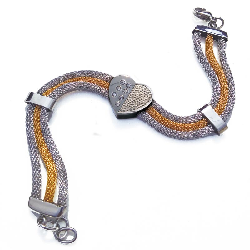 Regalo 10 Mayo Mamá Madre Pulsera Corazón Acero Inoxidable Oro Swarovski E