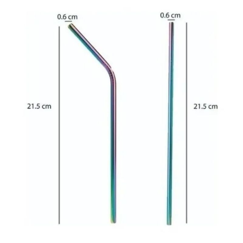 Set 7 Popotes Acero Inoxidable y 1 Cepillo de Limpieza, LBP, 8 pz, Ecológico -Tornasol