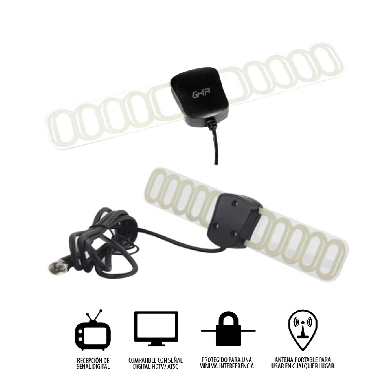 ANTENA SUPER DELGADA INTERIOR TELEVISOR TV PORTATIL DIGITAL CASA OFICINA