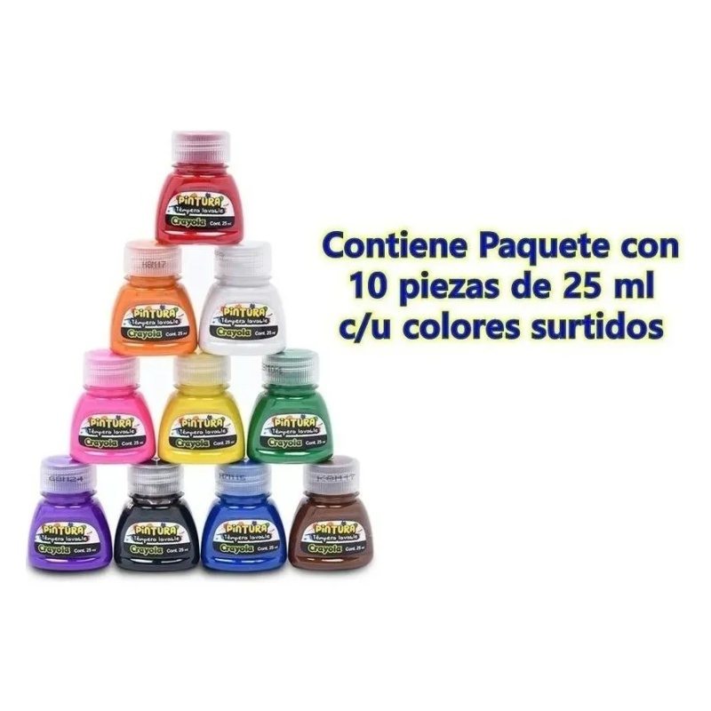 Pintura Témpera Lavable Crayola 25 ml - 10 Piezas 
