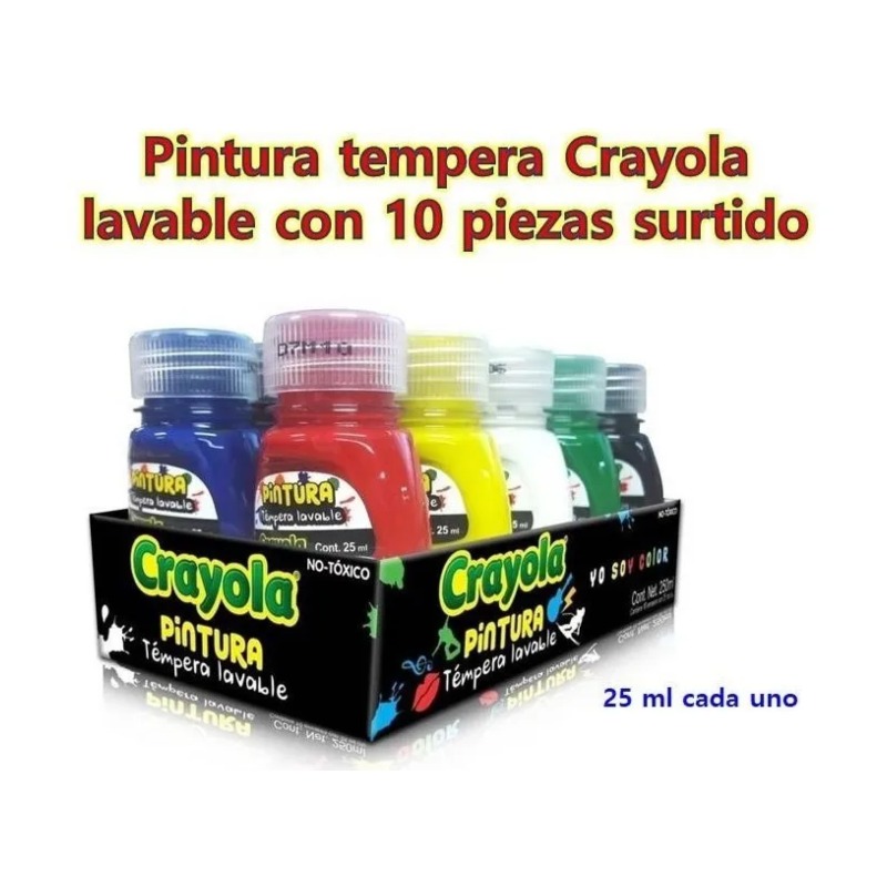Pintura Témpera Lavable Crayola 25 ml - 10 Piezas 