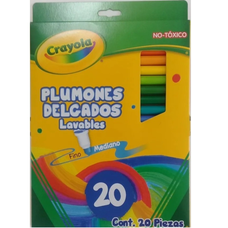 20 Plumones Crayola Marcadores Delgados Lavables Super Tips