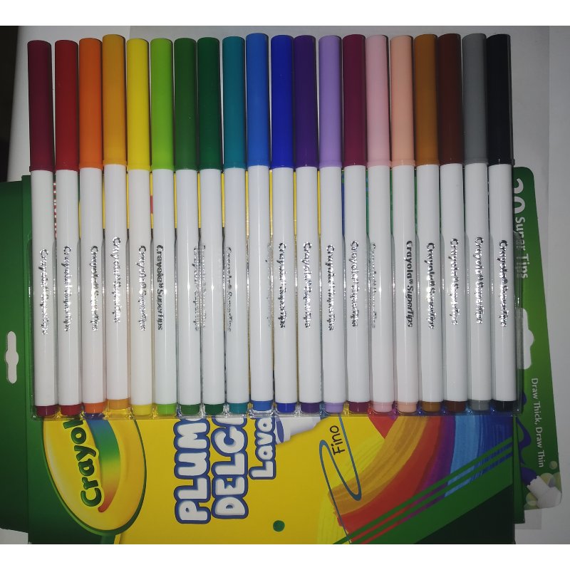 20 Plumones Crayola Marcadores Delgados Lavables Super Tips