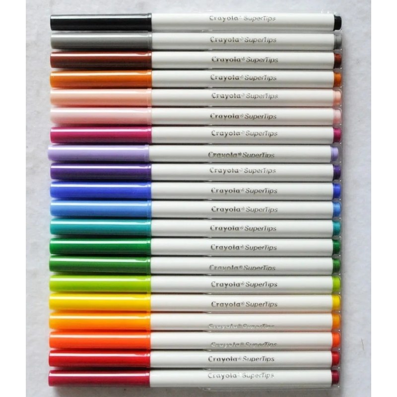 20 Plumones Crayola Marcadores Delgados Lavables Super Tips