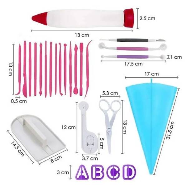 Kit Moldes Cortantes Y Herramientas Para Fondant 100 Piezas